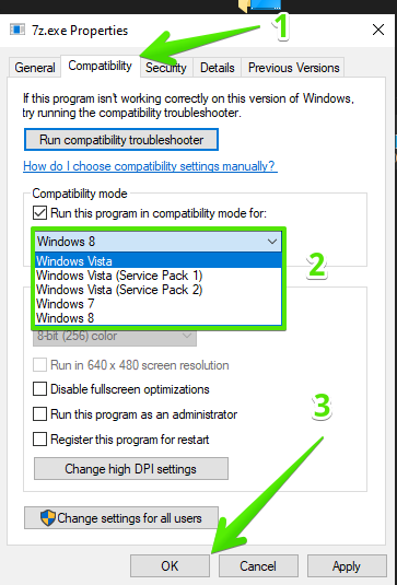 Compatibility mode window