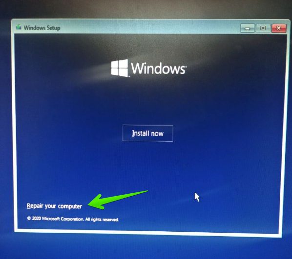instead of install select repair computer